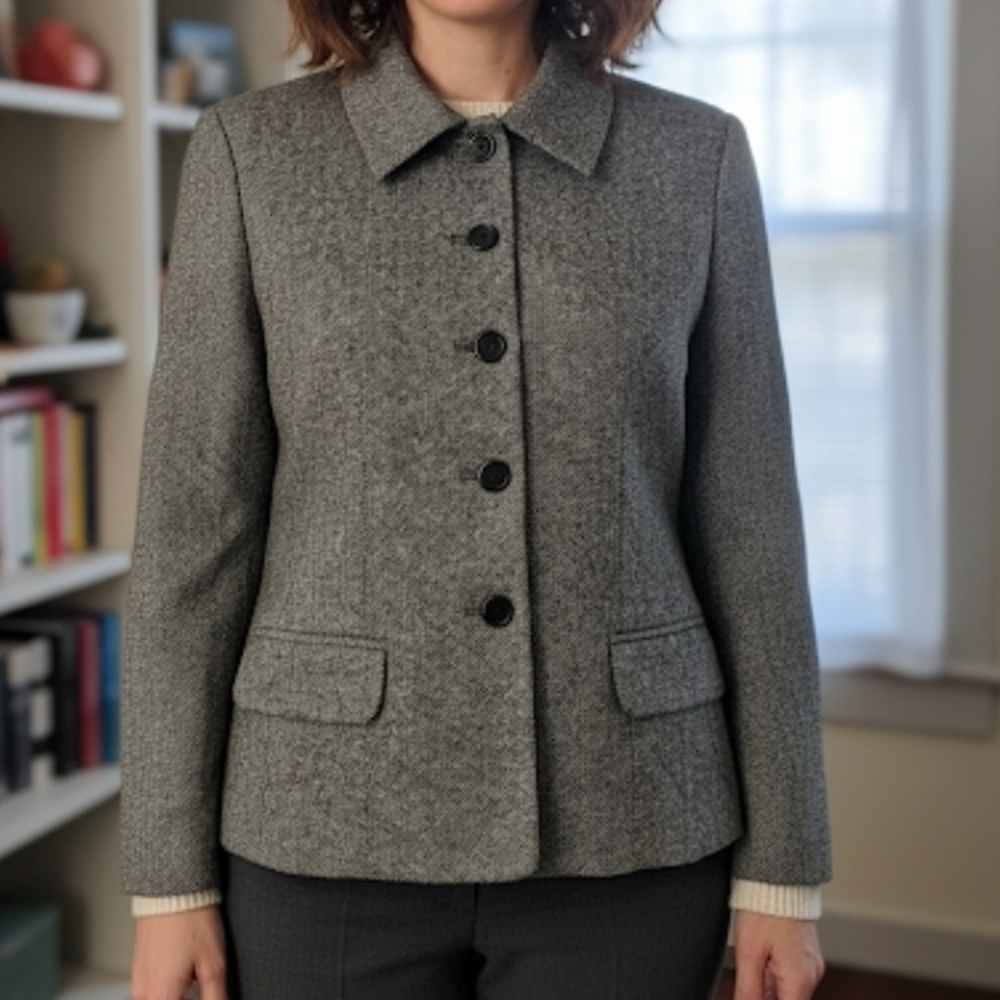 Talbots Gray Textured Blazer, 2 GUC ✔️